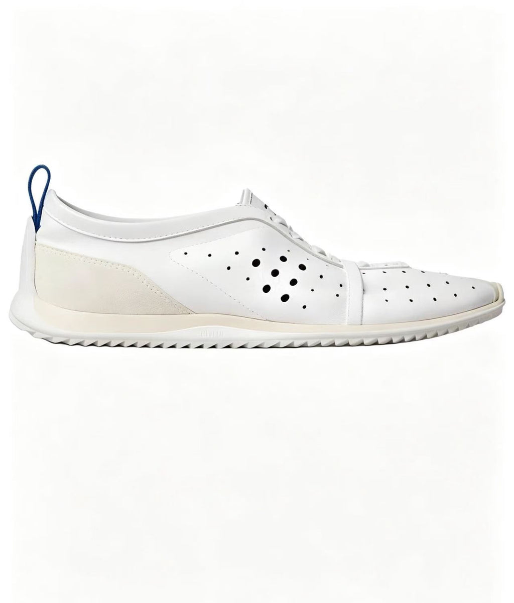 CELINE Women's Suede Perforated Lace-Up Low-Top Casual Shoes | Fluorescent White | EU 35-41