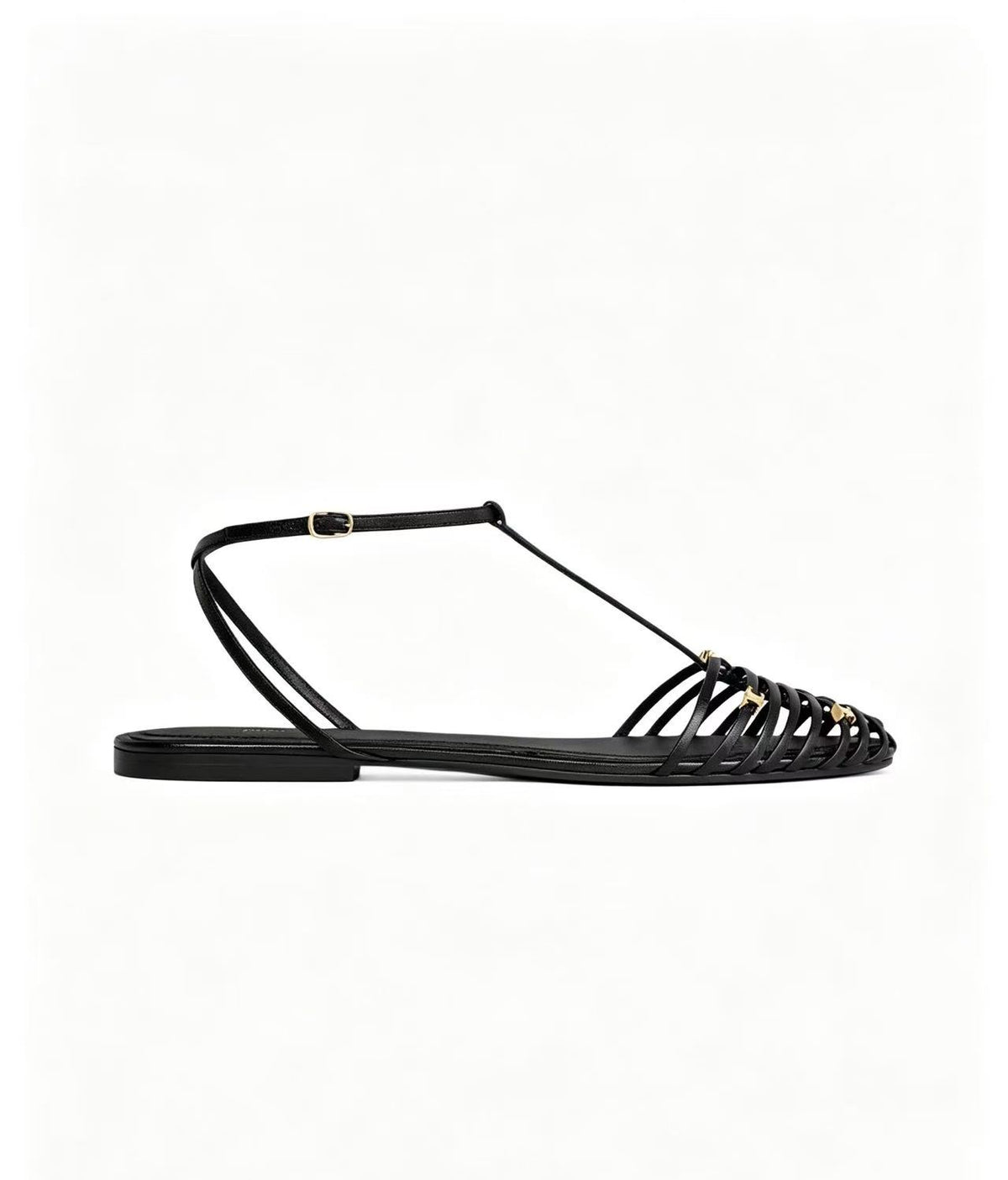 CELINE Sheepskin Flat Buckle Roman Sandals | Black | EU 36-42