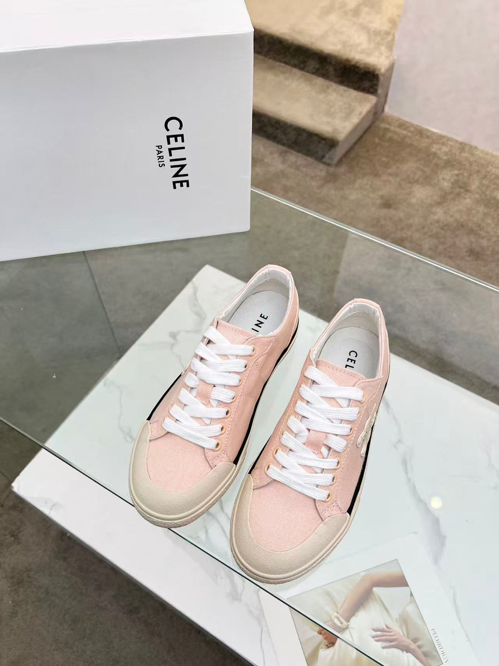 CELINE New Alan Triomphe Canvas Sneakers — Pink