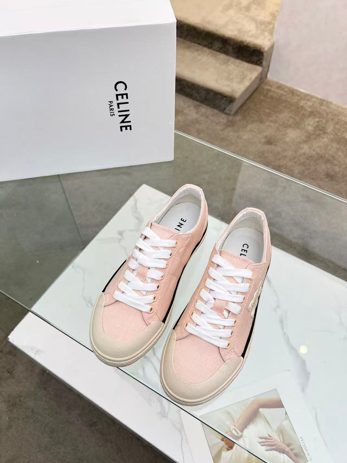 CELINE New Alan Triomphe Canvas Sneakers — Pink