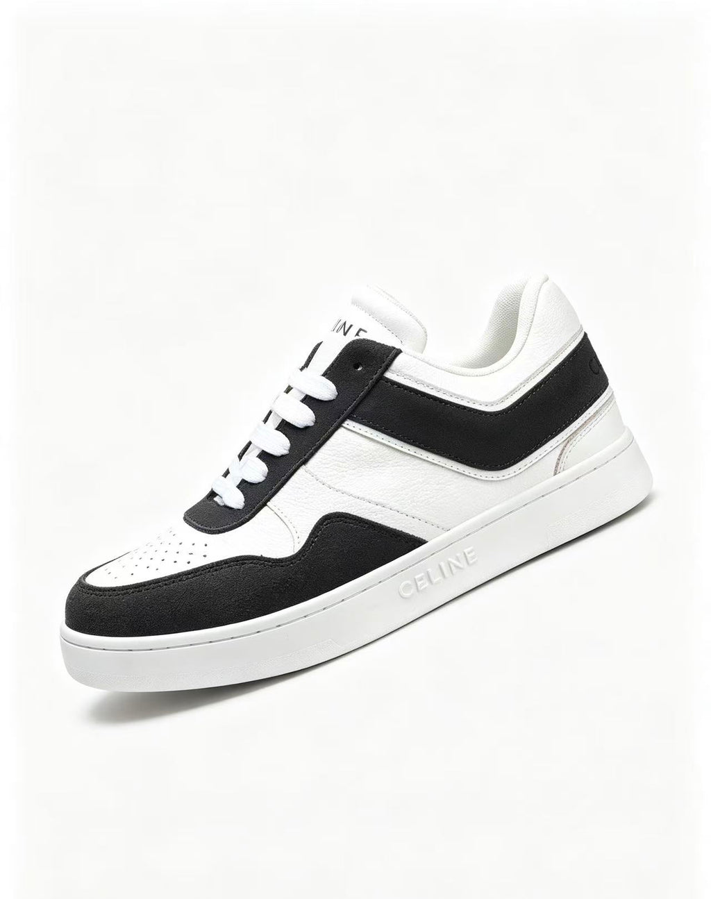 Celine Low-Top Sneakers with Celine Logo Detail — Black & White