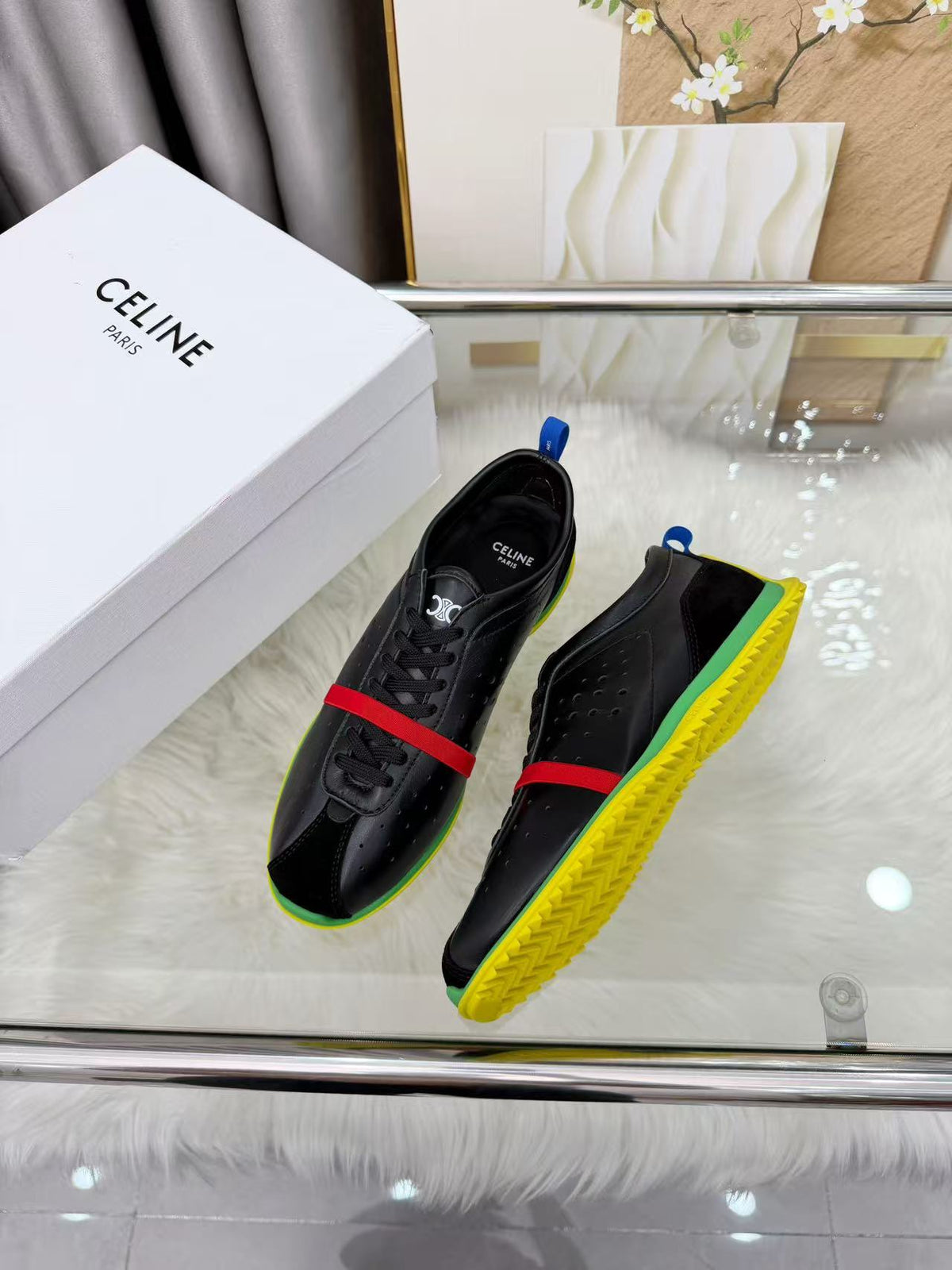 CELINE Men's Soft Calfskin Leather Lace-Up Low-Top Casual Shoes | Black | EU 39-46