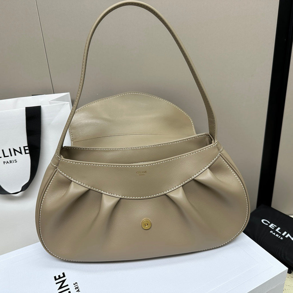 CELINE New Triomphe Polly Shoulder Bag in Beige