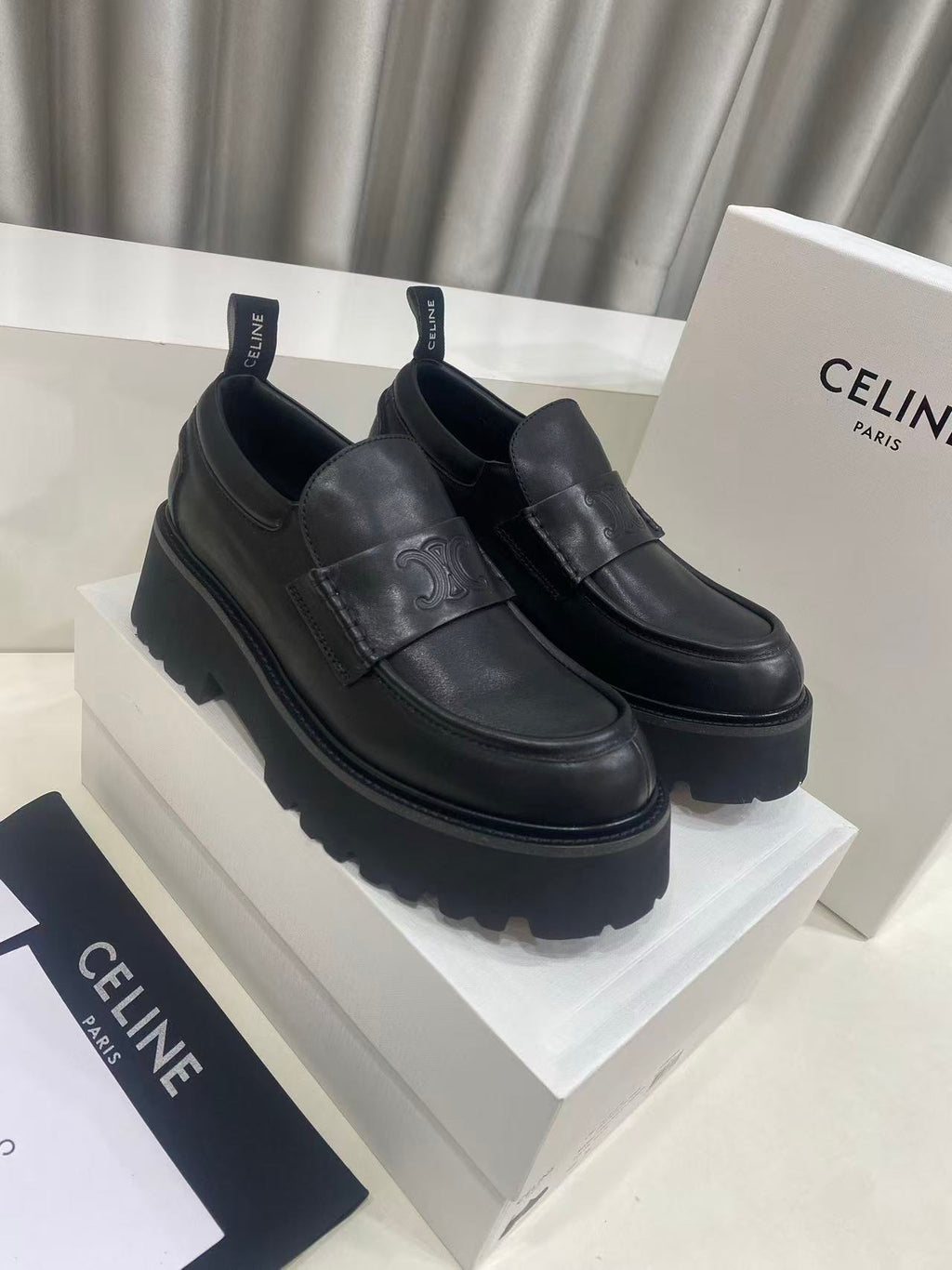 CELINE SS26 Thick-Sole Loafers — Black