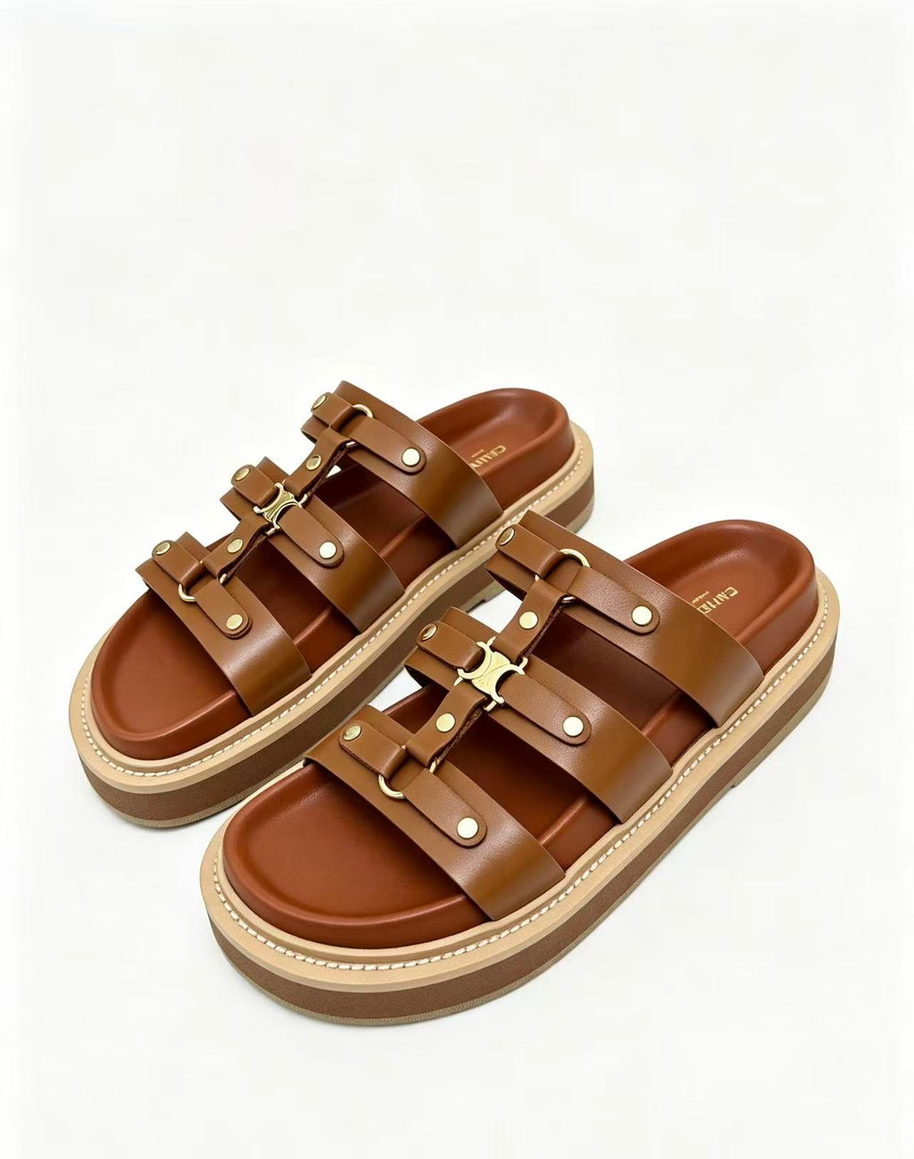 CELINE Metal Buckle Sandals — Women's Tan | EU 35-40