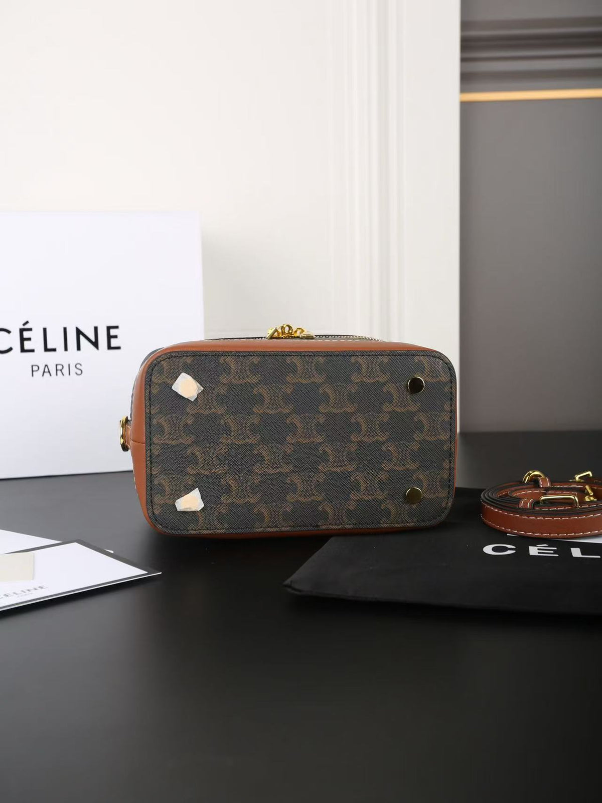 CELINE Triomphe Box Bag in Dark Brown | Shoulder & Crossbody