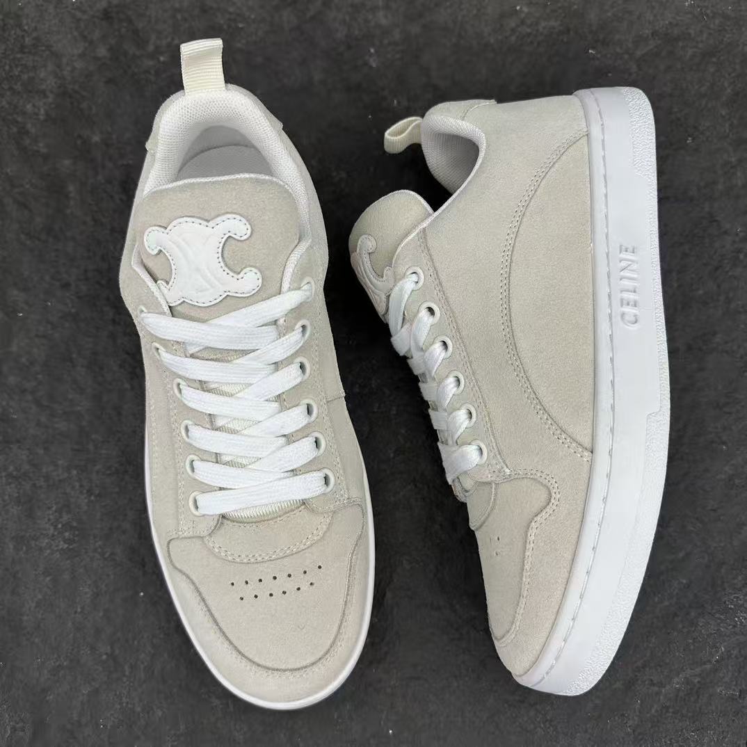 Celine HUNTINGTON Low-Top Lace-Up Sneakers in Calfskin Suede & Mesh