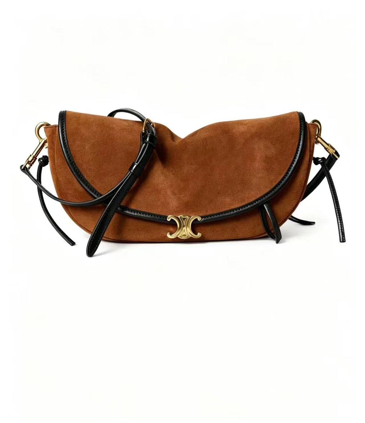 CELINE Halfmoon Shoulder-Slung Clutch in Bronze
