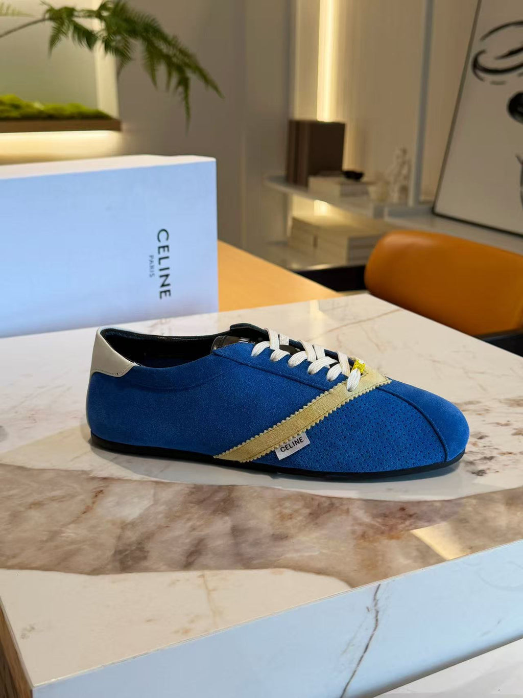 CELINE THE FLAT Men's Hollow Lace-Up Low-Top Casual Shoes | Blue | EU 39-46