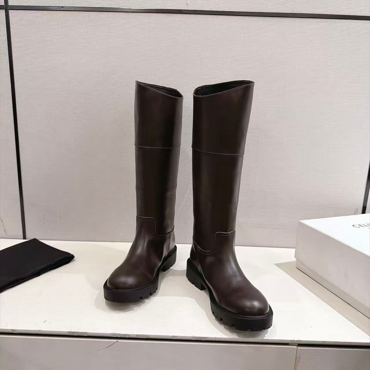 CELINE BUMARGARET High Boots — Dark Brown