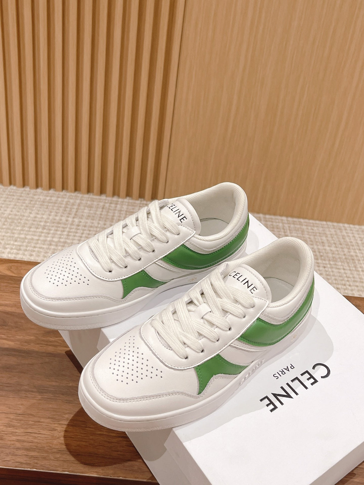 Celine White & Green Unisex Platform Sneakers – Sizes 35–44