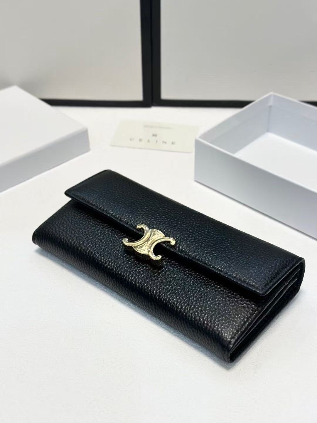CELINE Explosions Cowhide Wallet in Black