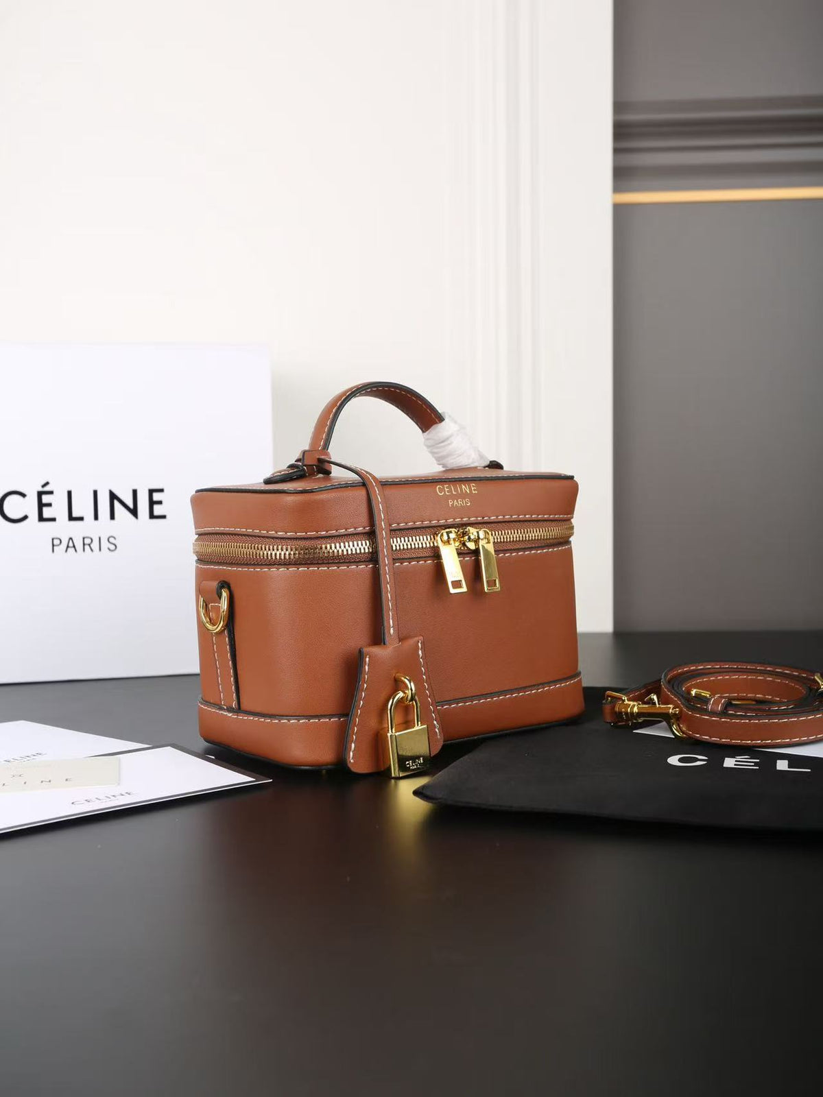 CELINE Triomphe Box Bag in Brown | Shoulder & Crossbody