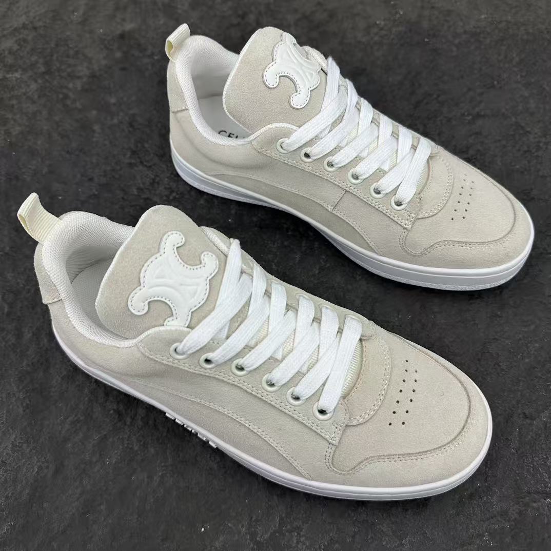 Celine HUNTINGTON Low-Top Lace-Up Sneakers in Calfskin Suede & Mesh