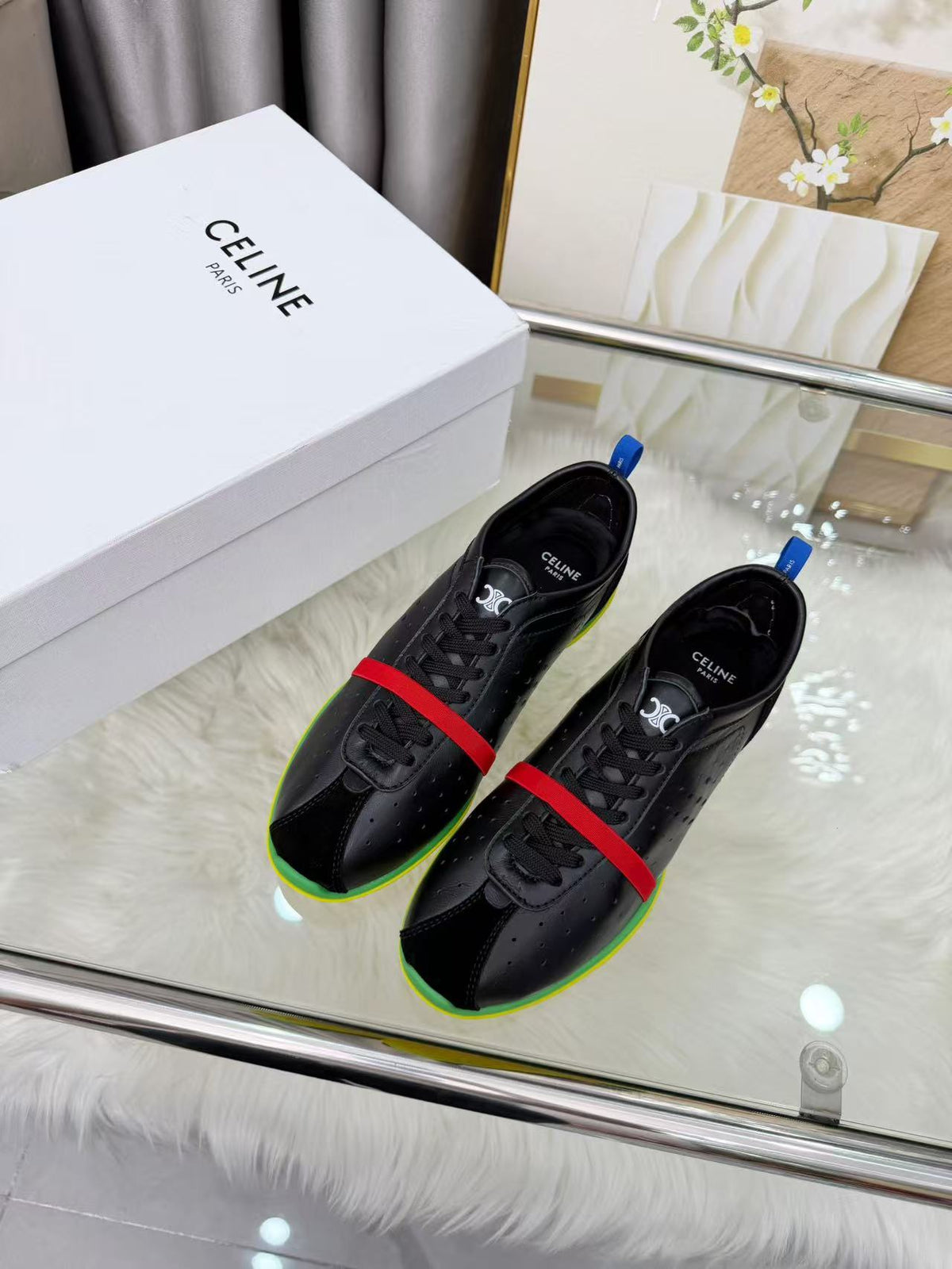 CELINE Men's Soft Calfskin Leather Lace-Up Low-Top Casual Shoes | Black | EU 39-46