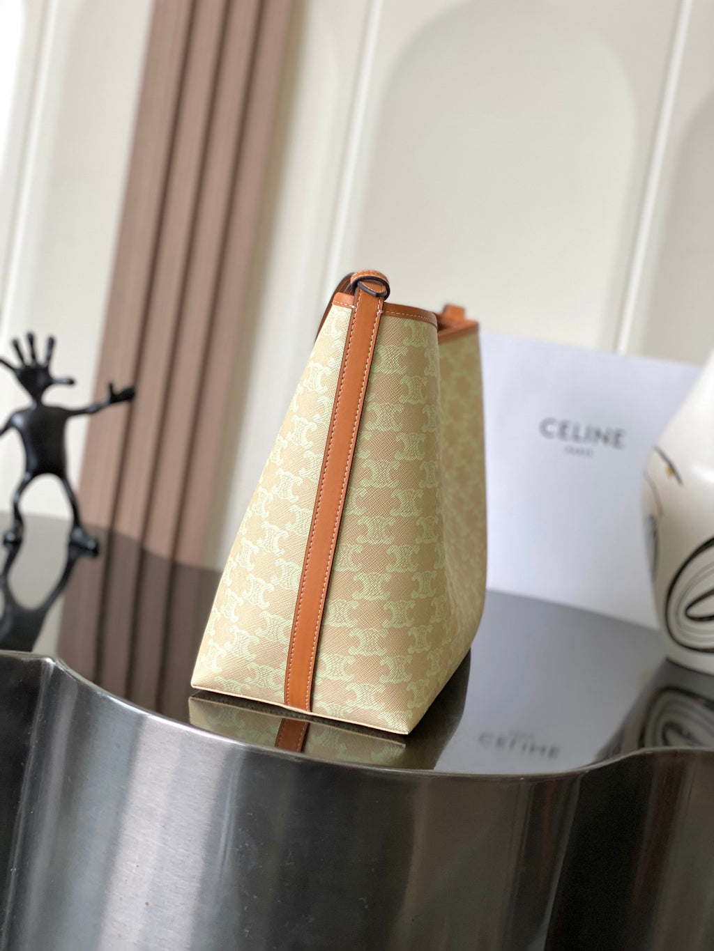 CELINE Monogram Soft Shopper Bag in Beige