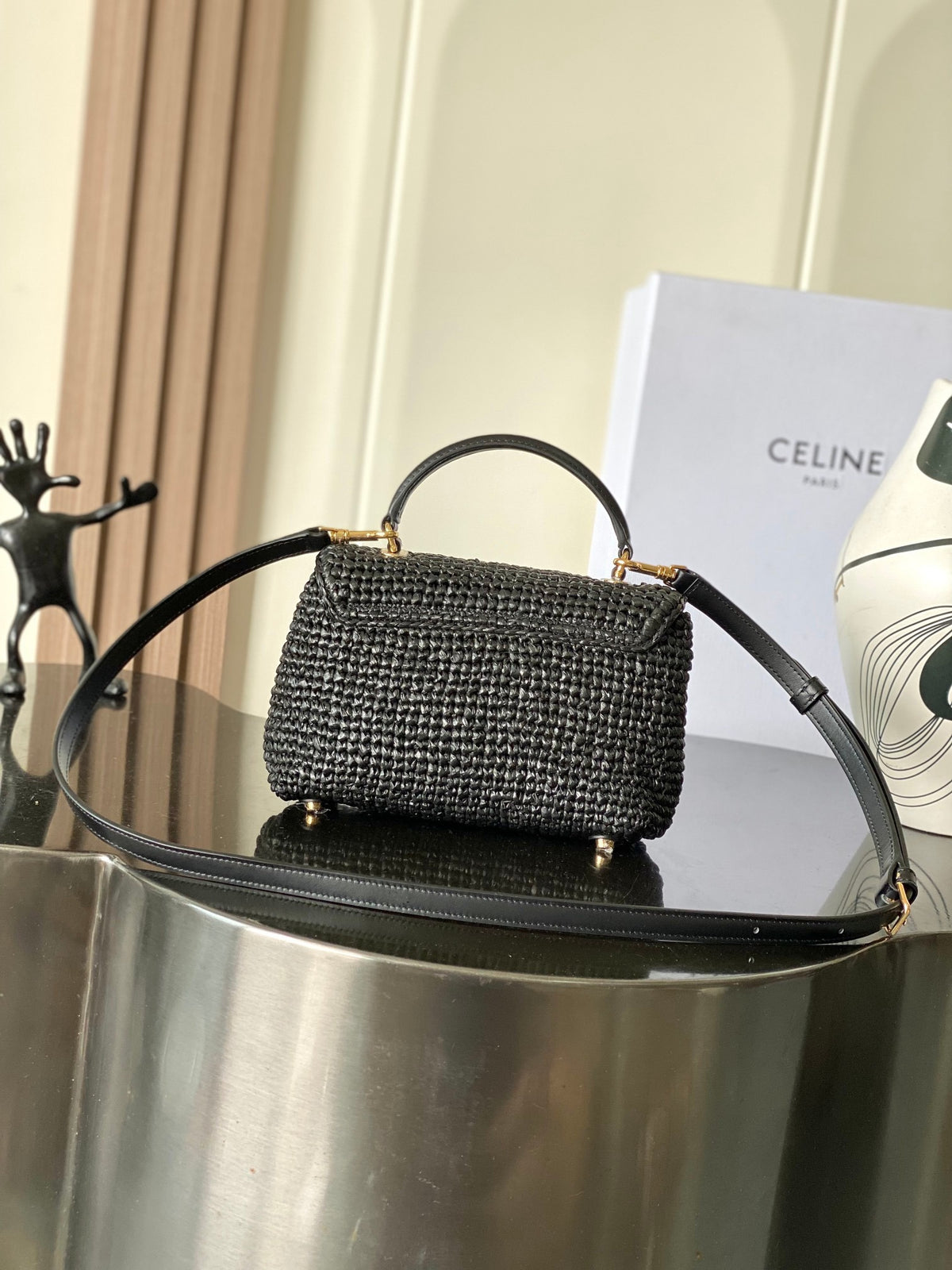 CELINE Teen Nino Woven Handbag in Black
