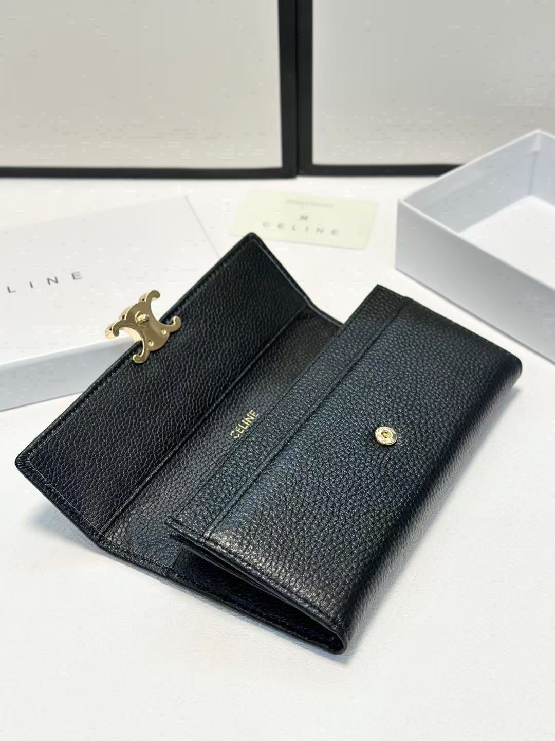 CELINE Explosions Cowhide Wallet in Black