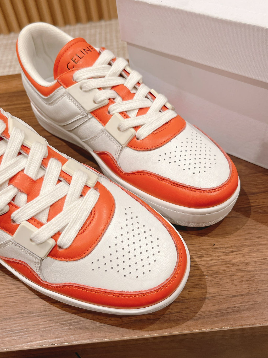 Celine White & Orange Unisex Platform Sneakers – Sizes 35–44