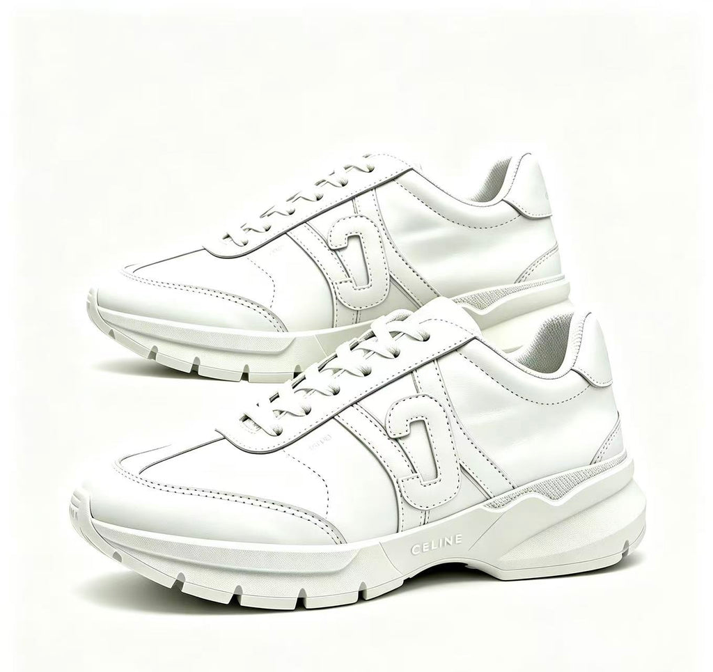 Celine CR-02 Runner Low-Top Lace-Up Sneakers in Calfskin — Fluorescent White