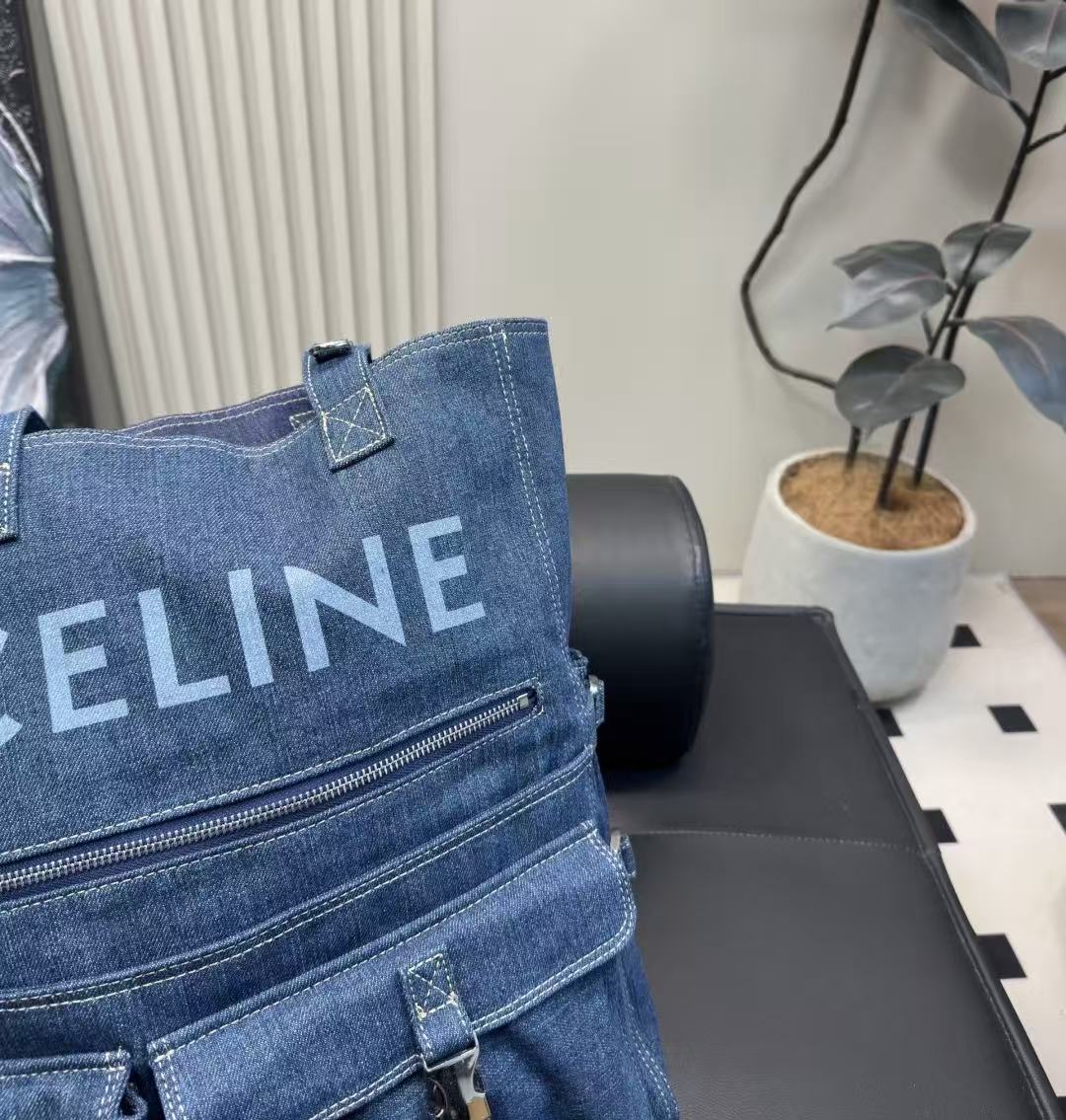 CELINE Blue Denim Tote Bag