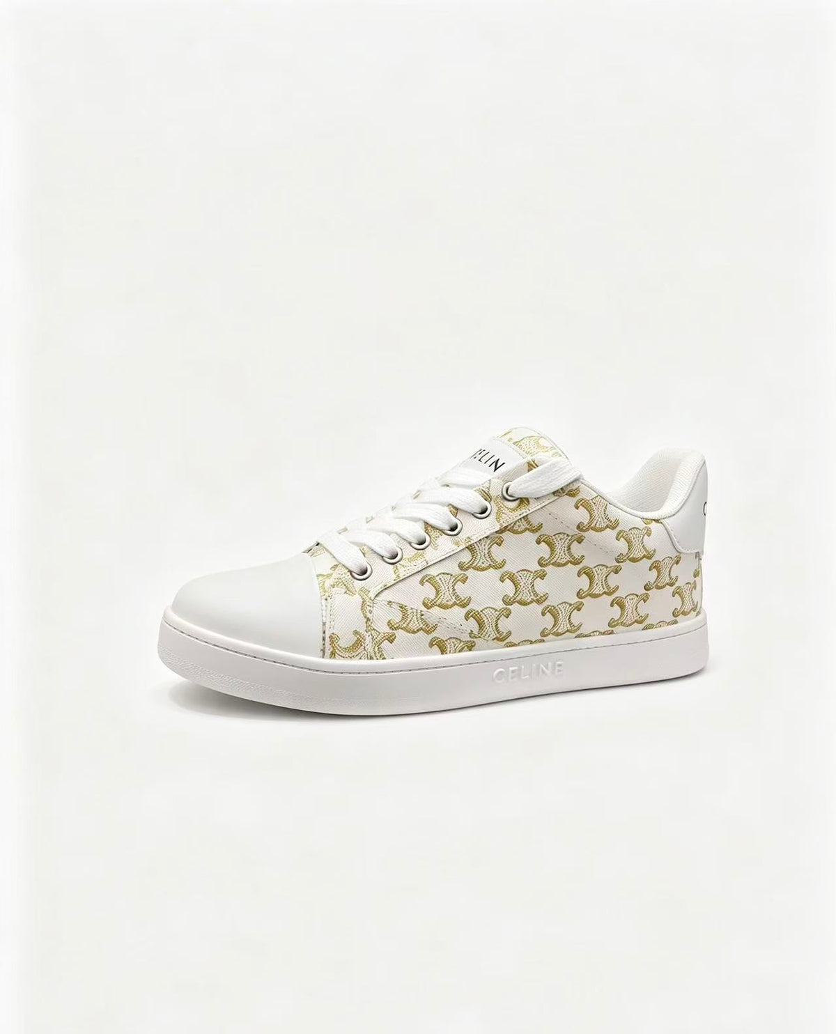 Celine Color-Block Sneakers — Ecru & Brown
