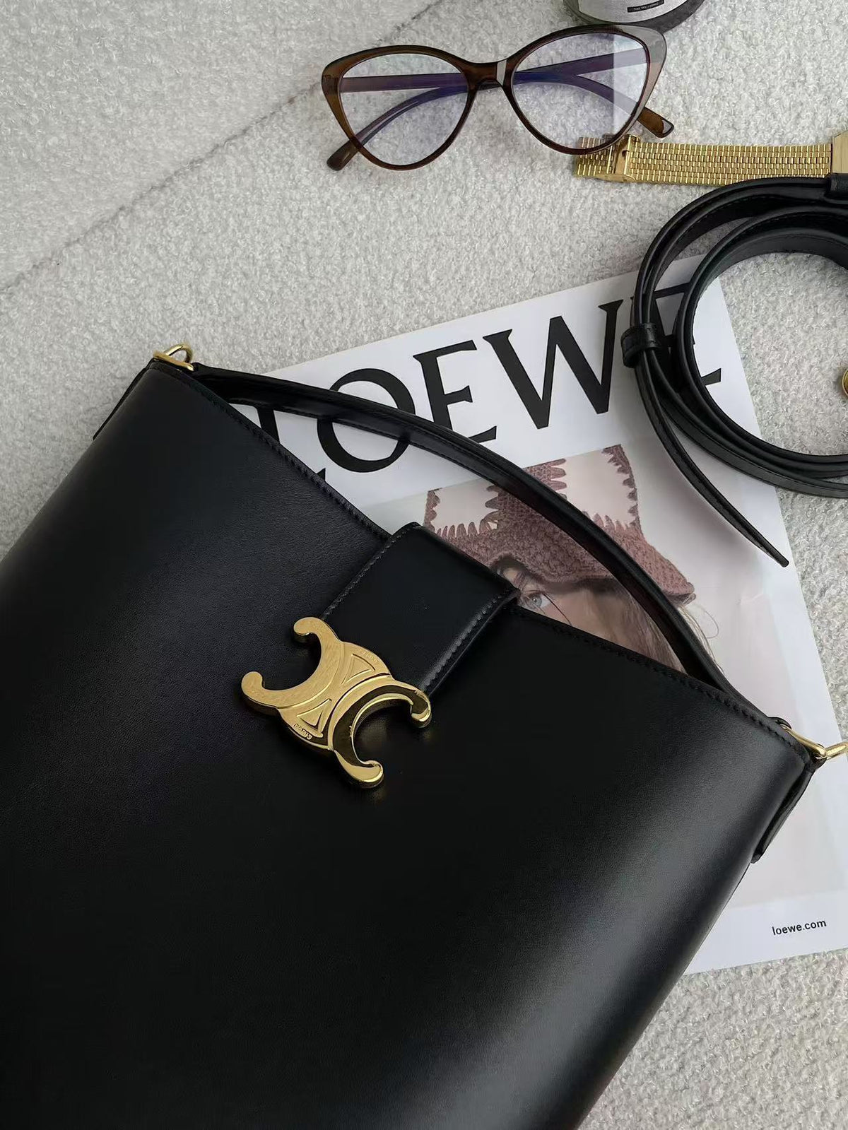 CELINE Bucket Bag in Black