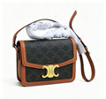 CELINE Teen Triomphe Messenger Bag — Canvas & Calfskin | Tan & Ochre