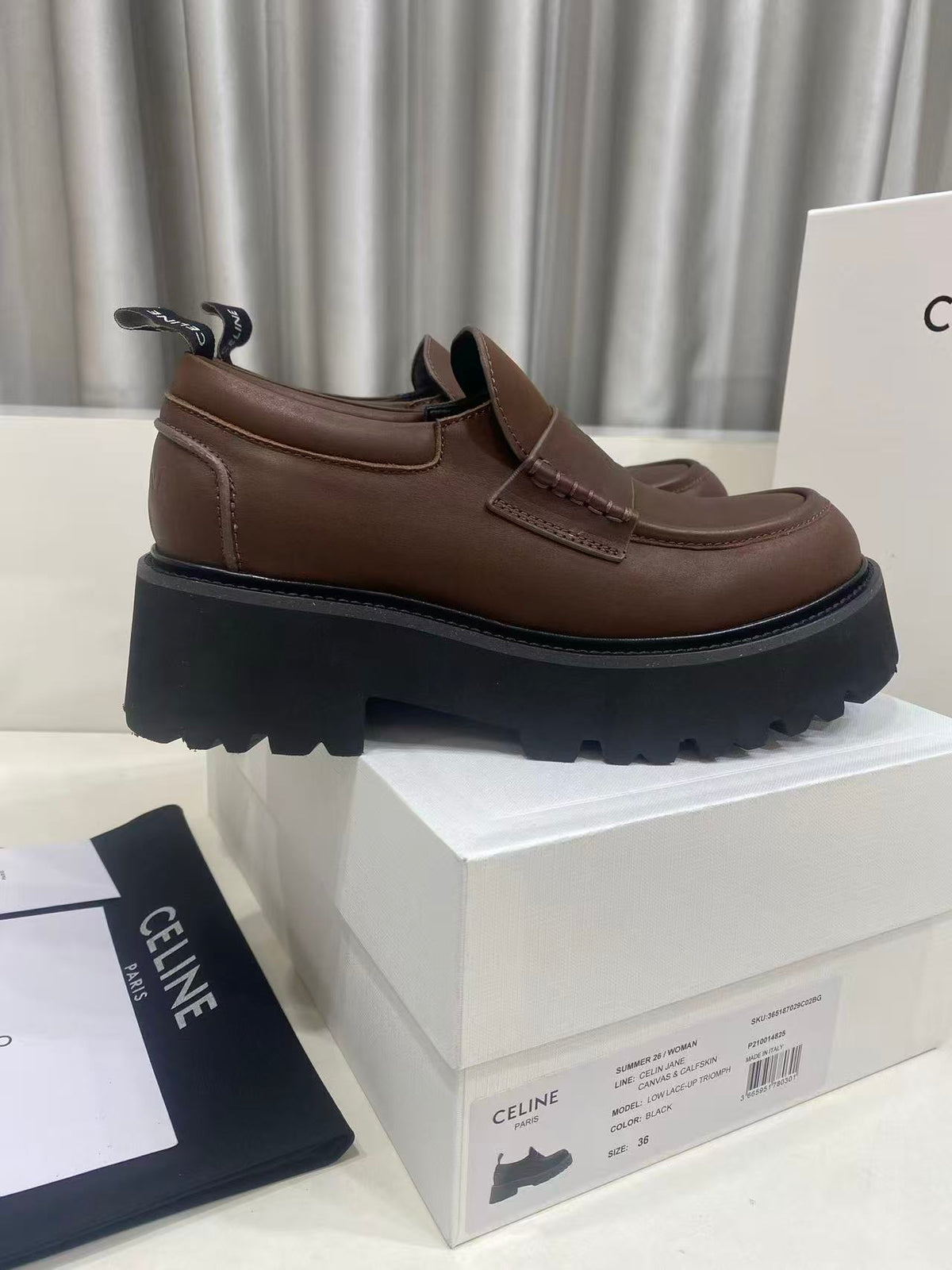 CELINE SS26 Thick-Sole Loafers — Brown