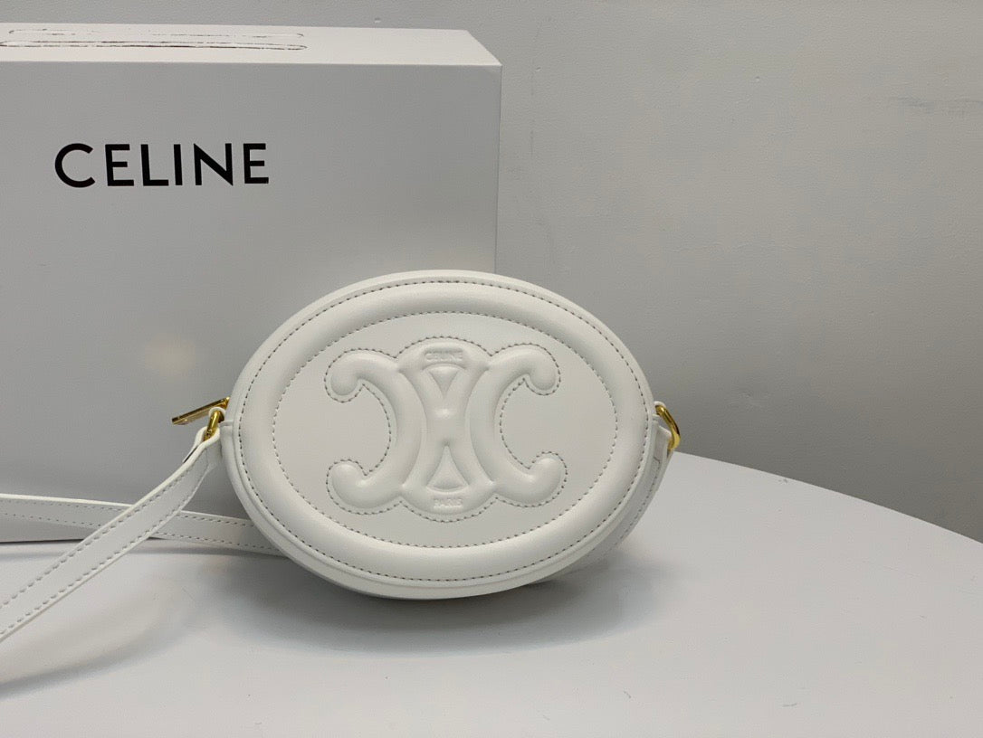 CELINE Pig Nose Mooncake Bag in White