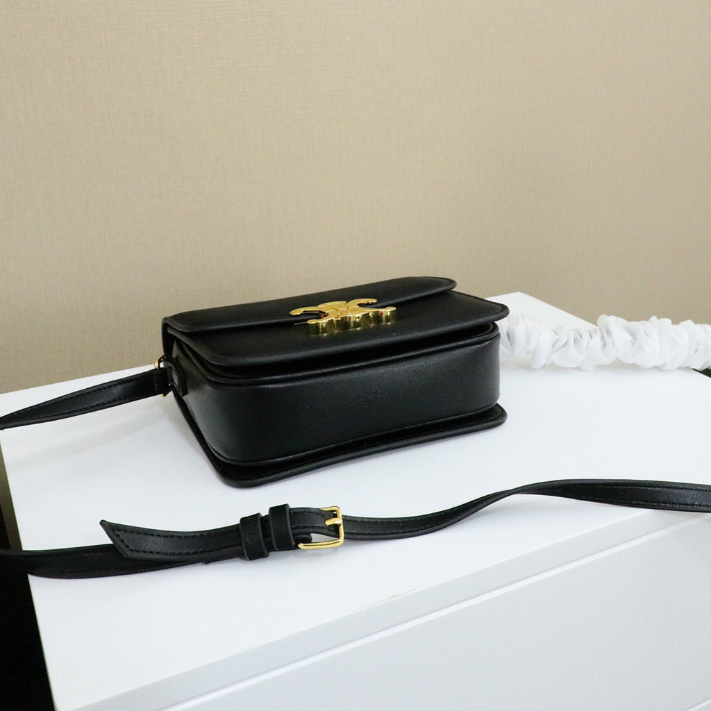 CELINE Teen Triomphe Messenger Bag — Canvas & Calfskin | Black