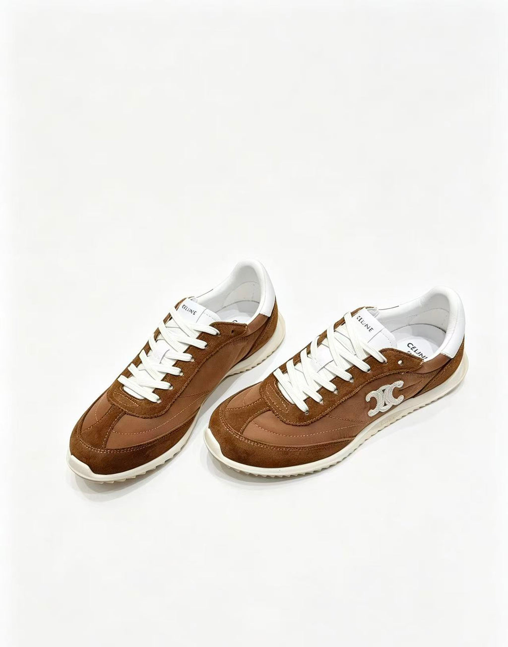 CELINE New Logo Laced Casual Sneakers — Brown