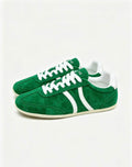 CELINE Jogger Triomphe Low-Top Sneakers in Green Cowhide & Suede