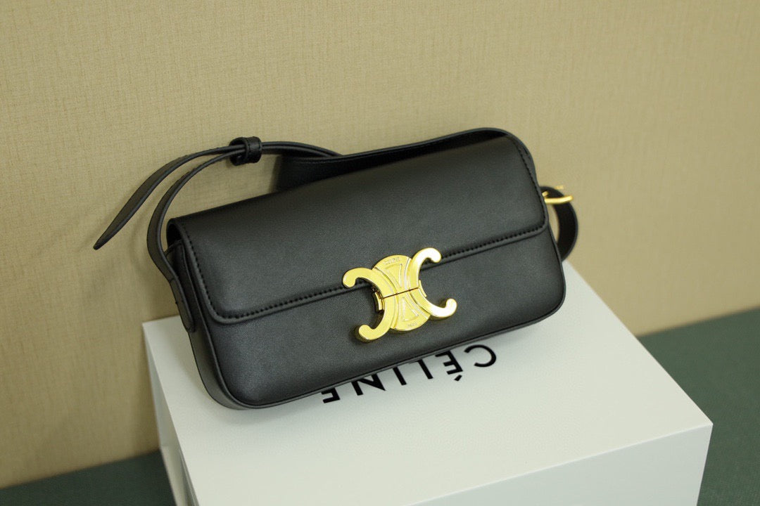 CELINE Triomphe Shoulder Bag — Leather | Black