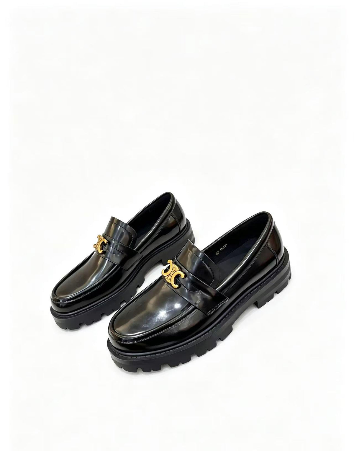 CELINE Triomphe Thick-Sole Loafers — Black