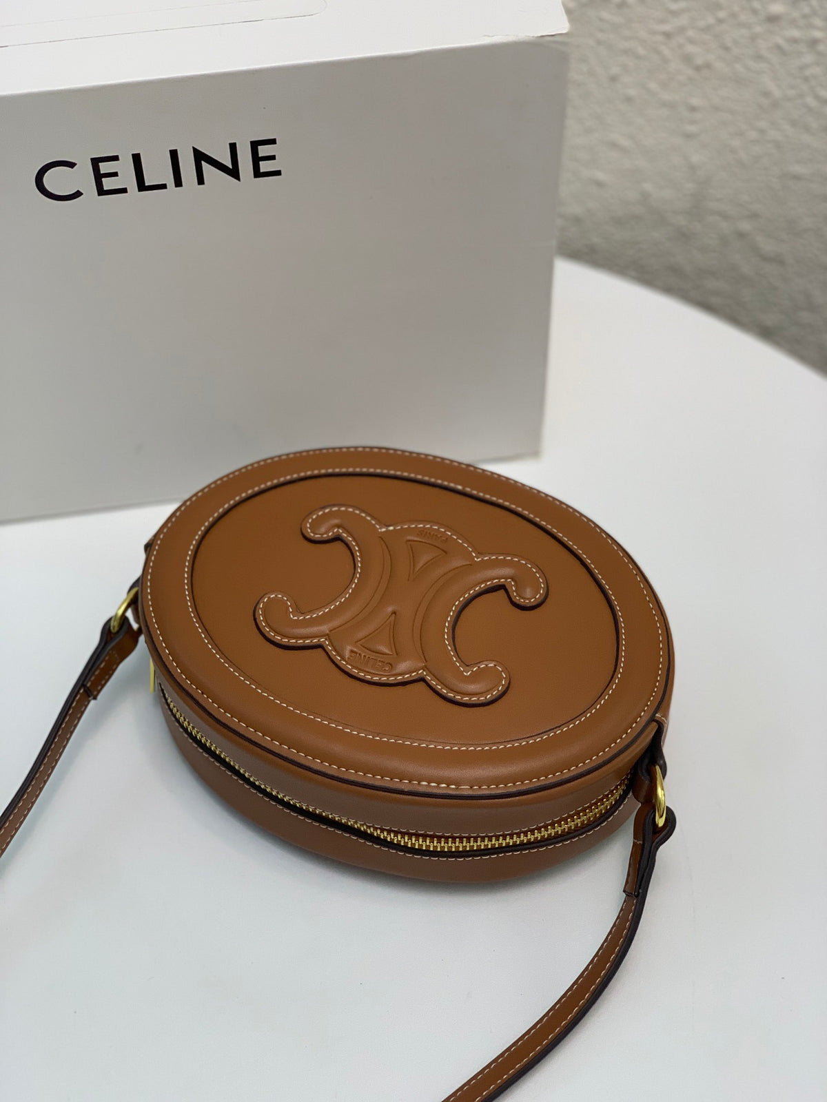 CELINE Pig Nose Mooncake Bag in Brown