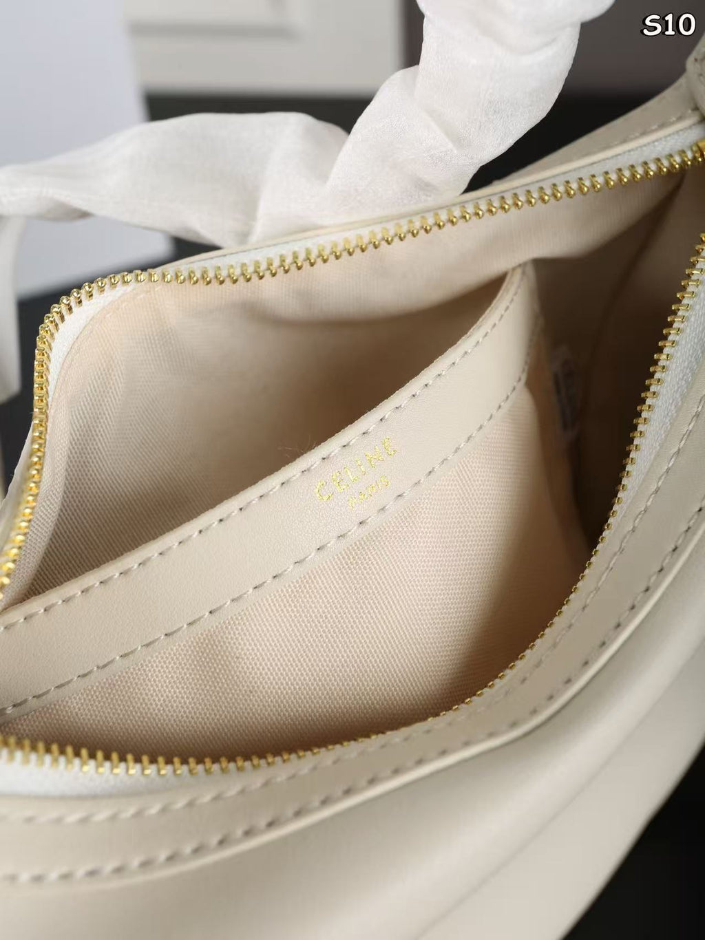 CELINE Héloïse Underarm Shoulder Bag in White
