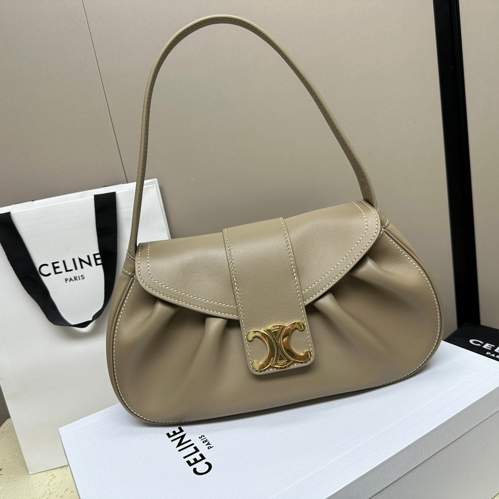 CELINE New Triomphe Polly Shoulder Bag in Beige