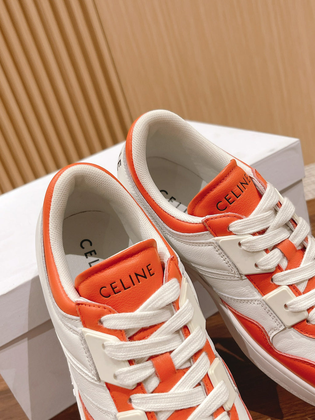 Celine White & Orange Unisex Platform Sneakers – Sizes 35–44
