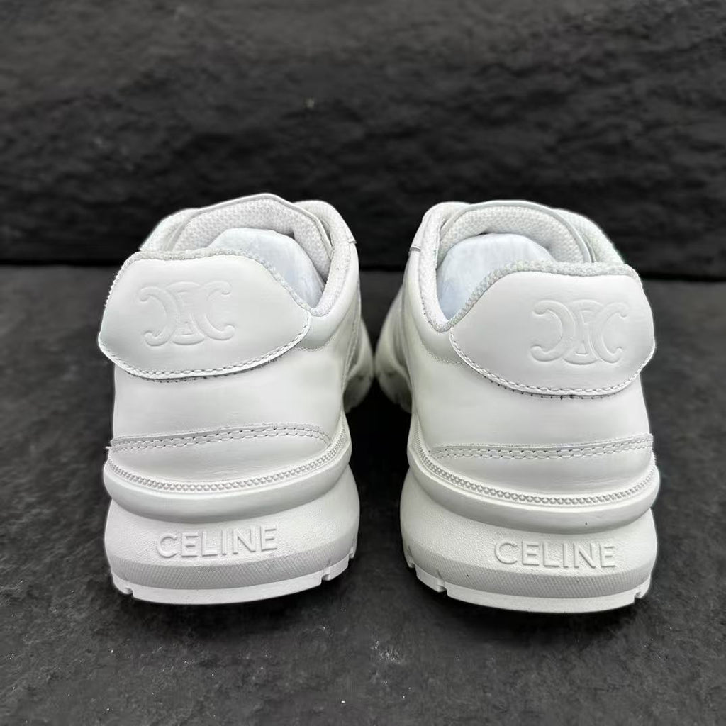 Celine CR-02 Runner Low-Top Lace-Up Sneakers in Calfskin — Fluorescent White