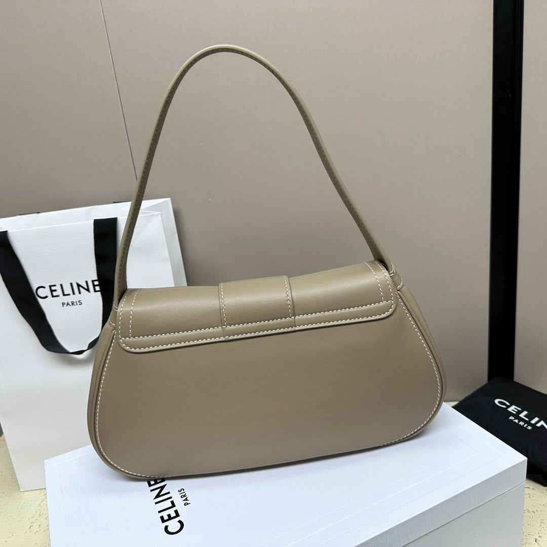 CELINE New Triomphe Polly Shoulder Bag in Beige