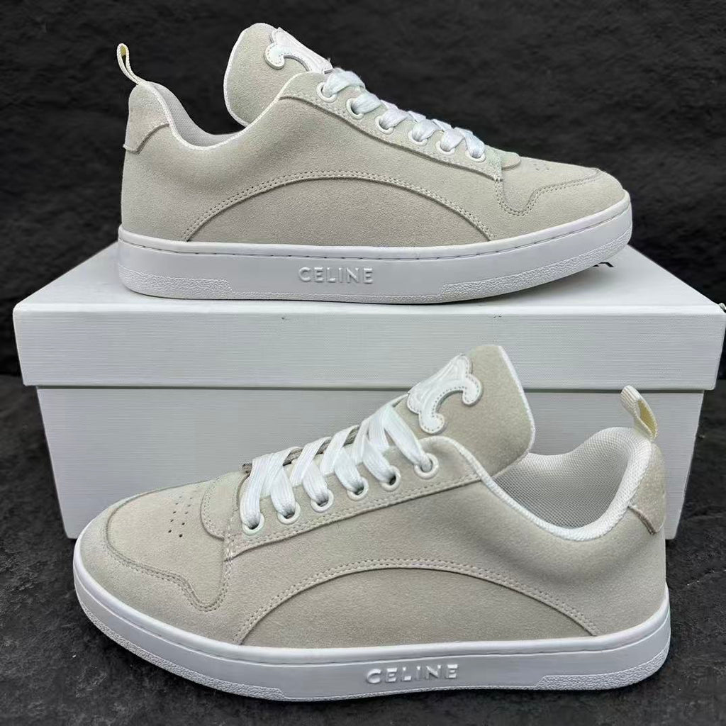 Celine HUNTINGTON Low-Top Lace-Up Sneakers in Calfskin Suede & Mesh