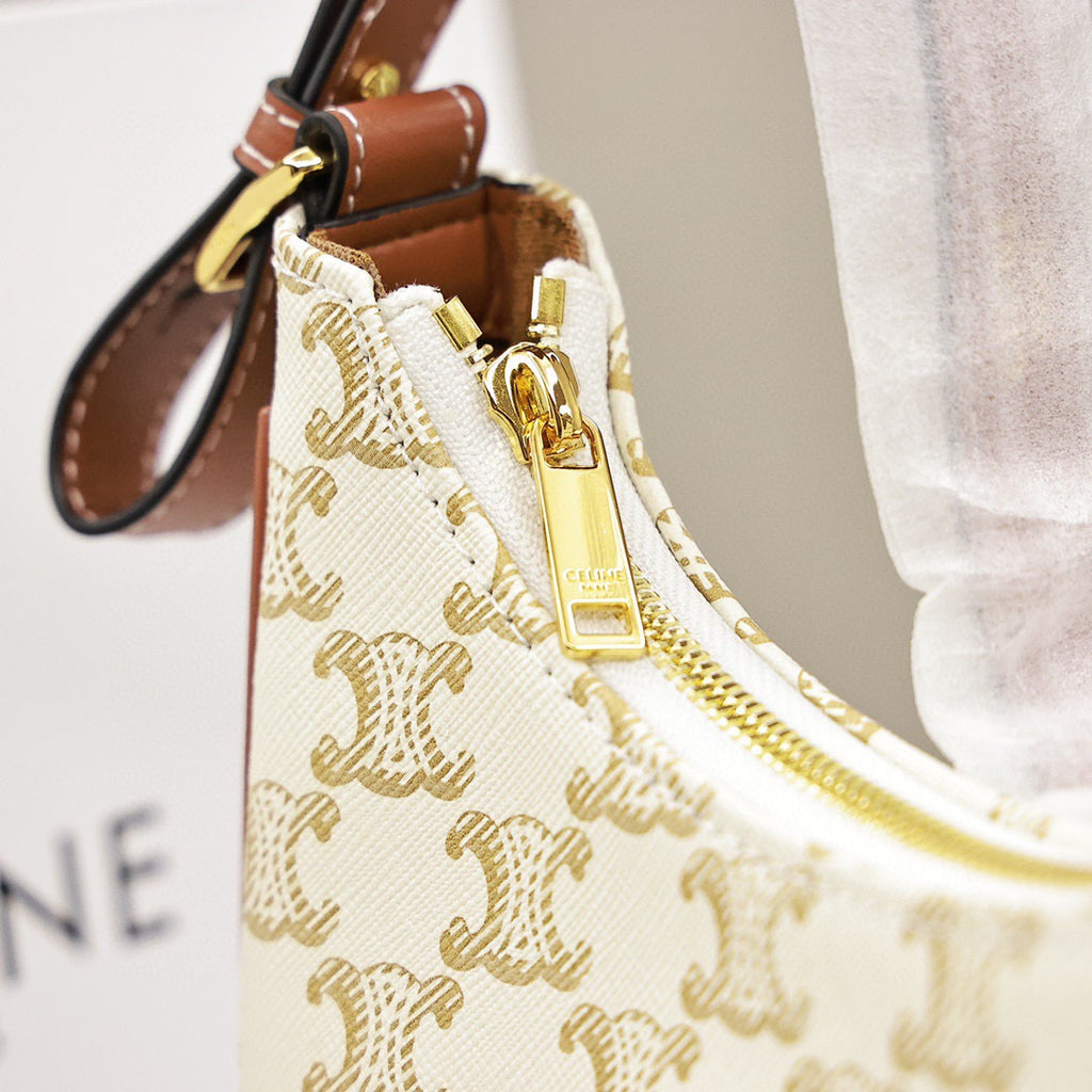 CELINE Classic Ava Shoulder Bag — Leather | Candy & White